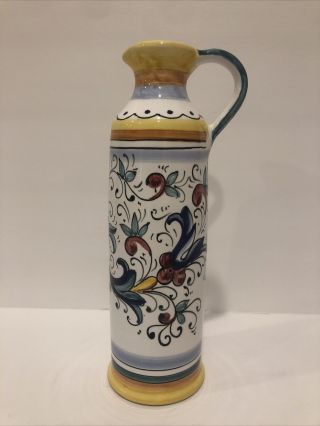 Deruta Made In Italy Olive Oil Pitcher Hand Painted 8.  5x2.  5”