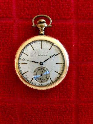 Waltham 15 Jewels Size 12 Pocket Watch Open Face Gold Filled Case