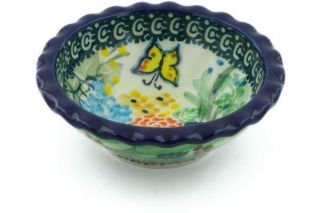Polish Pottery Stoneware Ca Unikat Tart Ramekin Bowl (268 - 2211) Butterfly