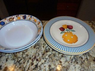 Sakura Debbie Mumm Teapots 2 Soup/cereal Bowls,  2 Salad/dessert Plates Exclnt Cnd