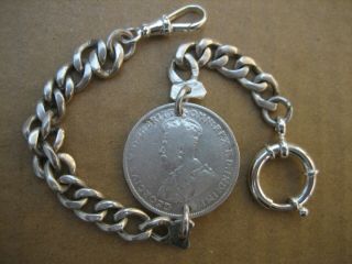 Vintage Unique Albert S/silver Pocket Watch Chain 8.  1/4in.  Long