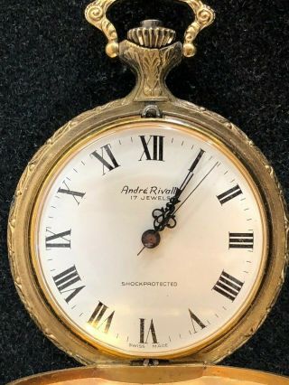 Swiss Made Andre Rivalle 17 Jewels Vintage Mechanical Wind Up Pocket Watch