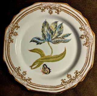 Wong Lee Chinese Porcelain Decorative Hand - Painted Plate W/flower/butterfly