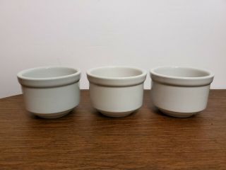 Vintage Set Of 3 Crate And Barrel White Stoneware Soup Bowls - Htf