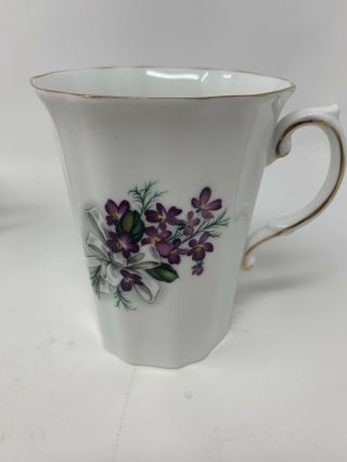 2 - Royal Grafton Fine Bone China Mugs Purple Spring Flowers - Made in England 2