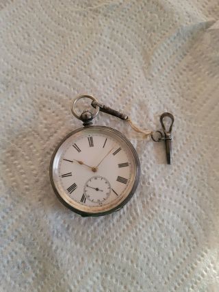 Vintage Antique Key Wind 935 Silver Half Hunter Case Pocket Watch For Repair