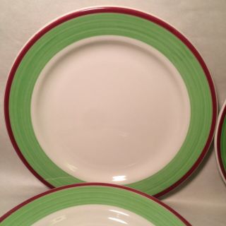 Homer Laughlin Dinner Plates (4) Diner Restaurant Ware Green Maroon Hand Painted 2
