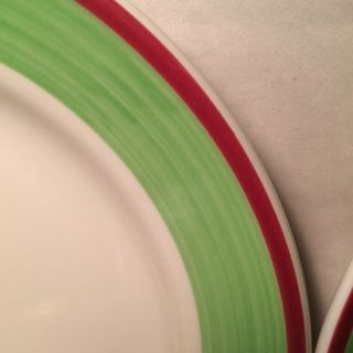 Homer Laughlin Dinner Plates (4) Diner Restaurant Ware Green Maroon Hand Painted 3