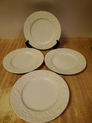 4 Mikasa English Countryside White Salad Plates/ Dessert Pates 8 1/4 "