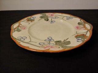 Weller Art Pottery " Zona " 11 3/4 " Cake Plate W Apples & Grapes Ca.  1920s