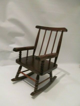 8 Inch Stained Wooden Doll Or Bear Rocking Chair