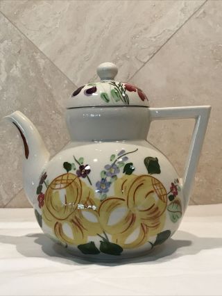 Vintage Blue Ridge Southern Pottery Hand Painted Floral Teapot