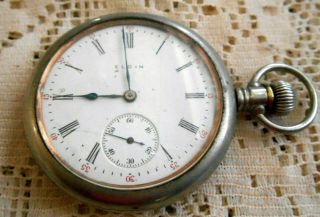 25 Vintage Elgin Pocket Watch Open Face Nickel Case 16s 15j