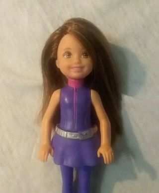 Mattel Chelsea Barbie Doll Brown Hair Side Part Purple Always Dressed