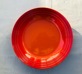 Le Creuset Flame Orange Red 10 " Rimmed Large Soup Pasta Salad Bowl / Plate