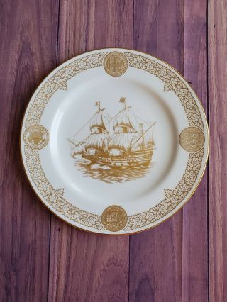 The Mayflower Plate 1620 - 1970 By Spode - 1025/2500 Limited Edition 22k Gold Gilt