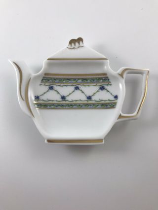A Raynaud Co Limoges France Tea Bag Holder Porcelain Gold And Floral