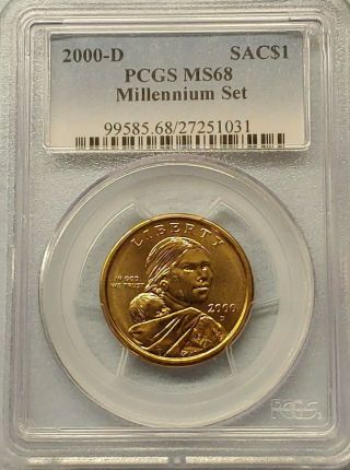 2000 - D Sacagawea Native American Dollar Millennium Set Pcgs Ms68