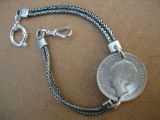 Vintage Unique Albert S/silver Pocket Watch Chain 9.  3/4in.  Long