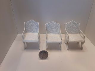 1:12 Scale Miniature Dollhouse 3 Metal Patio Chairs