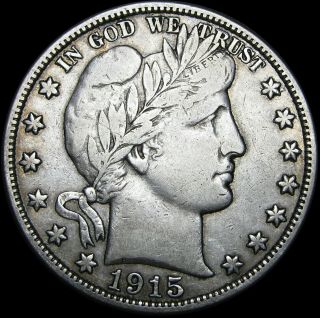 1915 - S Barber Half Dollar Silver Us Coin - - - Details - - - Bbb J580bbb