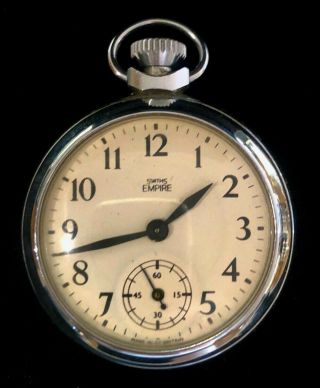 Vintage Smiths Empire Open Face Pocket Watch.  White Face/ Black Numbers