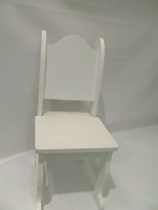 13 Inch White Painted Wooden Doll Or Bear Chair Solid Back