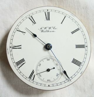 A.  W.  W.  American Waltham Pocket Watch Movement 18s 15j Of Sw/ss Old Antique