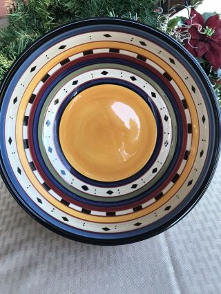 Tabletops Gallery Argentina Large Salad/ Pasta Serving Bowl Hand Painted Crafted