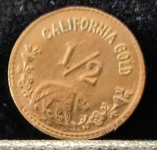1857 California Gold.  Round 1/2 bear gold token 3