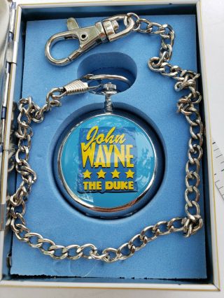 Vtg Schylling John Wayne Duke Pocket Watch In Tin Book Storage Box Very Rare E87