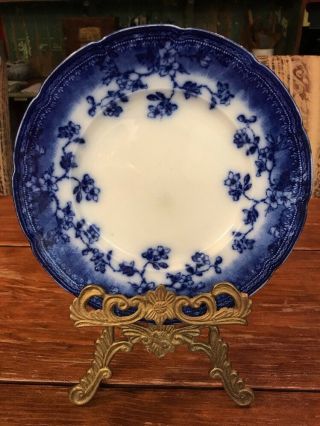 Brunswick Royal Semi Porcelain Blue Wood & Son England Flow Blue Floral 2 Plate