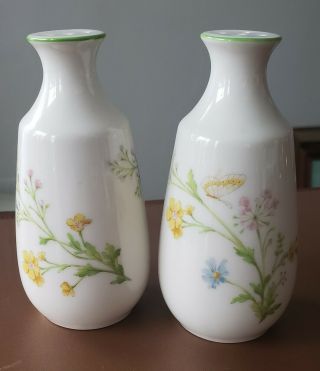 Noritake Reverie China Salt & Pepper Shakers Green Floral Flowers Discontinued