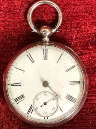 Fob Watch Silver Case - Edwin Lee 1875 Movement 10126,  Missing Hand,  Glass Loose