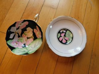 Vintage Paragon Tea Cup And Saucer Flowers Floral Gold Trim Pink Green Lavender