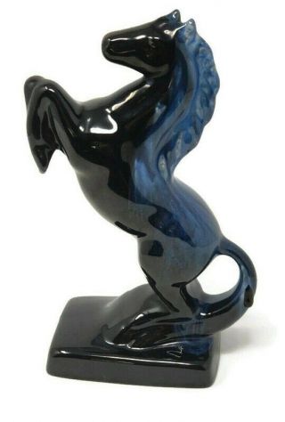 Blue Mountain Pottery Rearing Horse Figurine Bookend 9.  5 Inch Blue Rare Vintage