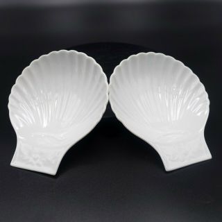 Set Of (2) Apilco Porcelain Clam Shell Dishes - France