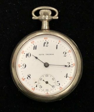 Vintage Seth Thomas Pocket Watch Centennial Grade 8s 7 Jewels Nickel Silver M29