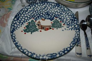 Folk Craft Tienshan Cabin In The Snow Dinner Plates Set Of 4