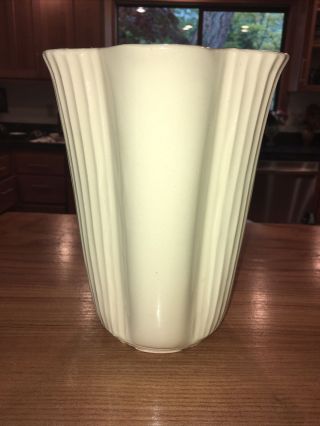 Vintage Shawnee Mid Century Pottery Tall Pale Yellow Usa Made Vase,  8.  75” Tall