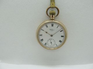 1910 Waltham Pocket Watch Gold Plated Case Not.
