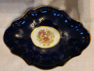 Limoges France Hand Painted Cobalt Blue Dish With Gold Trim