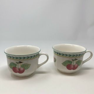 Villeroy & Boch Fleurence French Garden Fruit Porcelain Cups Mugs Set Of 2