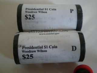 2013 P&d 2 Roll Set Woodrow Wilson (50 Presidential $1.  Coins)