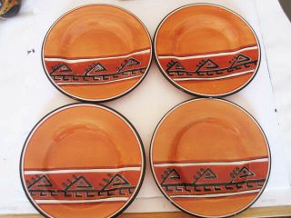 Tabletops Gallery Hopi Hand Painted Hand Crafted Salad Plates Set Of 4
