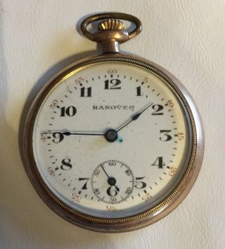 Vintage - Hanover Pocket Watch 21 Jewels,  Broken Mainspring,  For Repair Or Parts