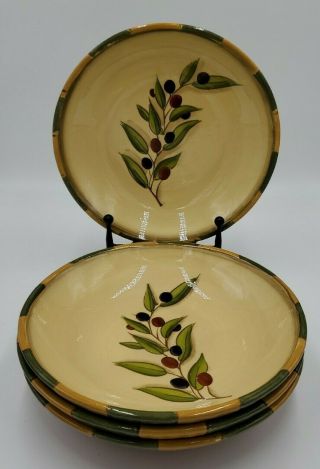 4 Clay Art Tuscan Olive Pasta Soup Cereal Bowls 8.  75 "