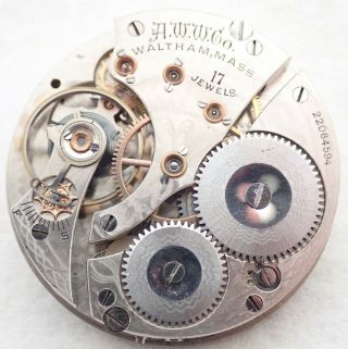 Antique 16s Waltham Grade 625 17j Open Face Pocket Watch Movement Parts