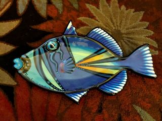 Blue Fish Plate By Ben Diller From Maui Signed By Artist 17 "