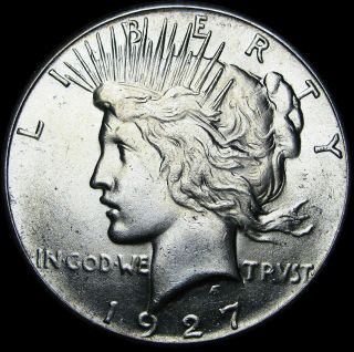 1927 Peace Dollar Silver Us Coin - - - - Gem Bu,  - - - - K141